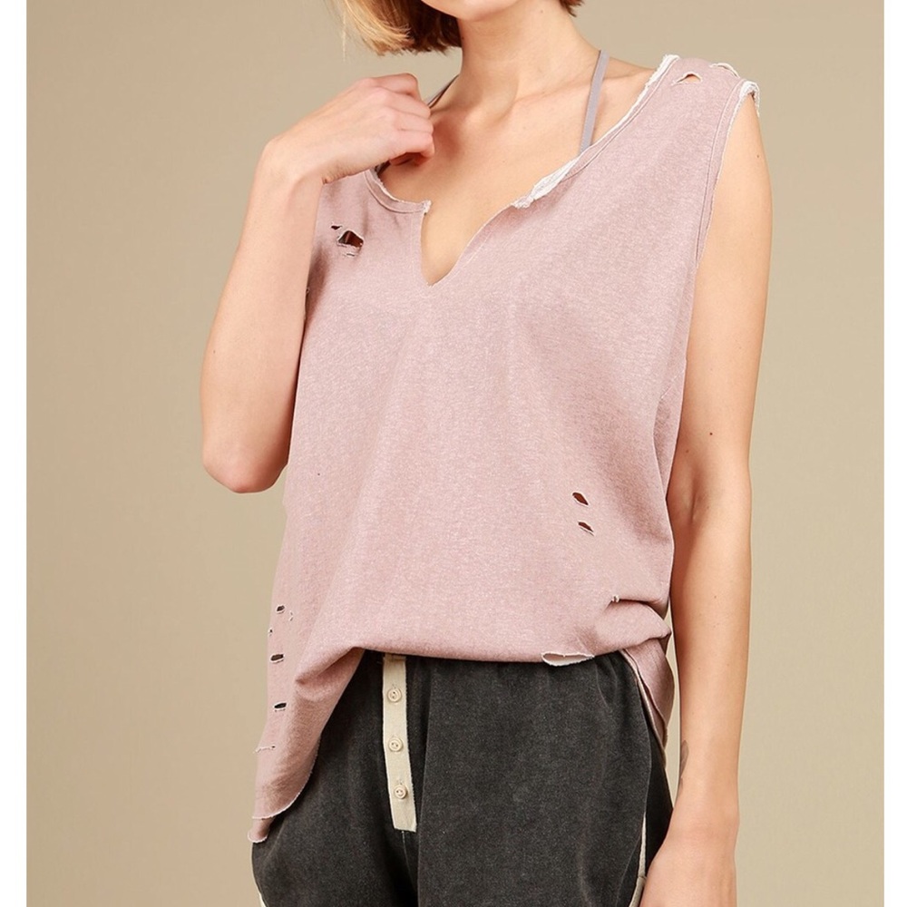 Distressed Olive Tank top - Picture 5 of 7